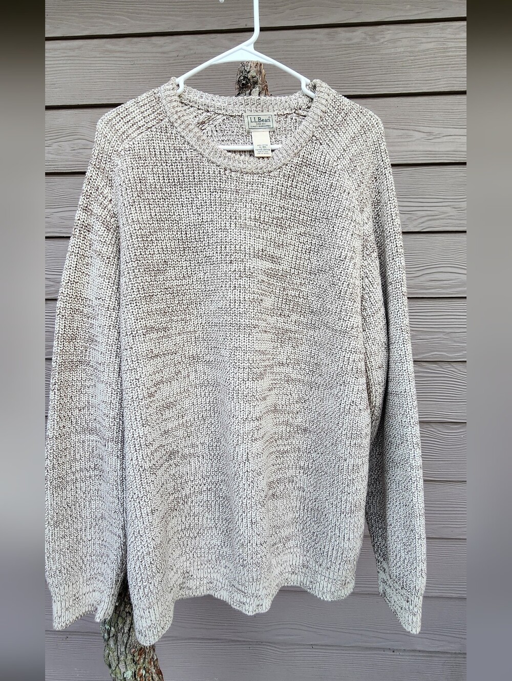 L.L. Bean Men's Neutral Marled Crewneck Sweater